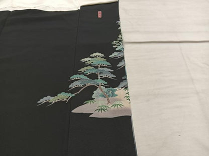平和屋着物■豪華黒留袖 友禅 作家物 風景松文 暈し染め 正絹 逸品 BAAX1480mz