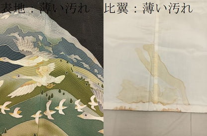 平和屋着物■豪華黒留袖　友禅　作家物　風景花鳥文　正絹　逸品　BAAX1481mz