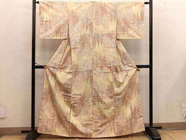 平和屋着物■上質な紬　枝葉文　正絹　逸品　BAAX1486mz