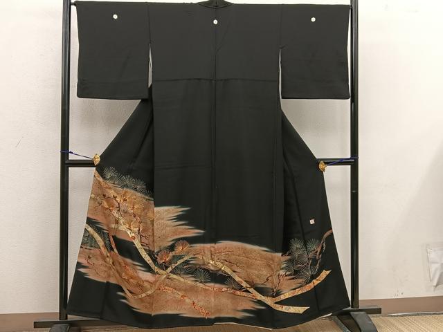 平和屋着物■豪華黒留袖　作家物　草花文　暈し染め　金彩　正絹　逸品　BAAX1487mz