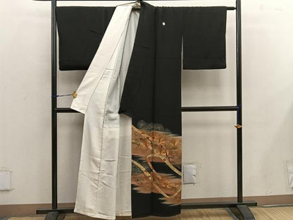 平和屋着物■豪華黒留袖　作家物　草花文　暈し染め　金彩　正絹　逸品　BAAX1487mz