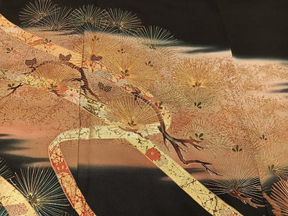 平和屋着物■豪華黒留袖　作家物　草花文　暈し染め　金彩　正絹　逸品　BAAX1487mz