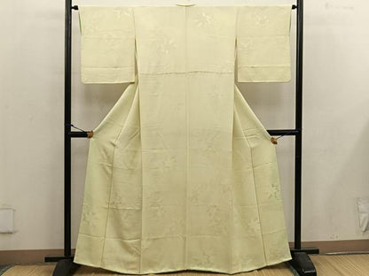 平和屋着物■上質な色無地 楓地紋 淡黄色 正絹 逸品 BAAX1488mz