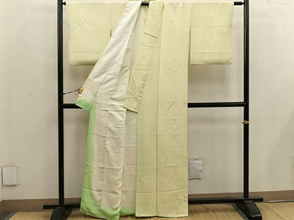 平和屋着物■上質な色無地 楓地紋 淡黄色 正絹 逸品 BAAX1488mz