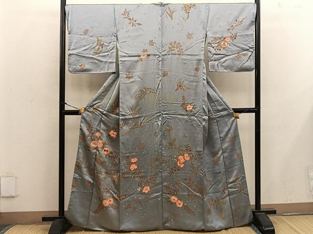 平和屋着物■訪問着 刺繍 草花文 金彩 正絹 逸品 BAAX1489mz