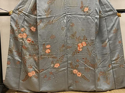 平和屋着物■訪問着 刺繍 草花文 金彩 正絹 逸品 BAAX1489mz