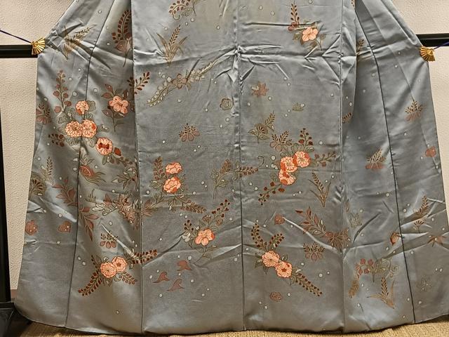 平和屋着物■訪問着 刺繍 草花文 金彩 正絹 逸品 BAAX1489mz