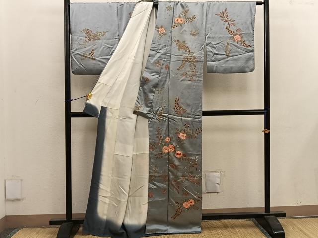 平和屋着物■訪問着 刺繍 草花文 金彩 正絹 逸品 BAAX1489mz
