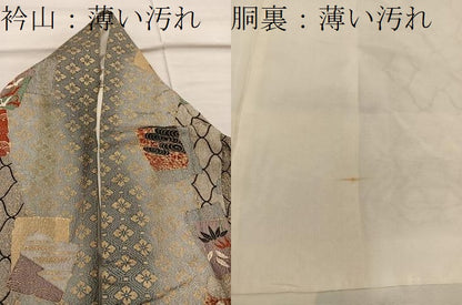 平和屋着物■上質な小紋 色紙重ね飛鶴花文 金彩 正絹 逸品 BAAX1494mz