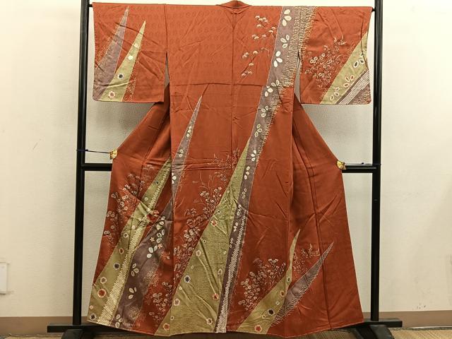 平和屋着物■訪問着 刺繍 枝花文 金彩 正絹 逸品 BAAX1498mz