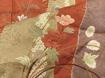 平和屋着物■訪問着 刺繍 枝花文 金彩 正絹 逸品 BAAX1498mz