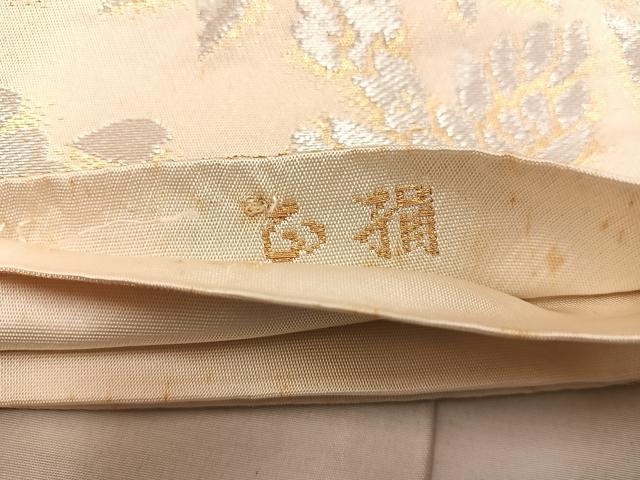平和屋着物◎西陣　服部織物謹製　六通柄袋帯　松風　向かい鳥花丸文　金銀糸　正絹　逸品　BAAX1533mz