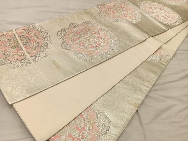 平和屋着物◎六通柄袋帯　正倉院花文　金銀糸　正絹　逸品　BAAX1535mz