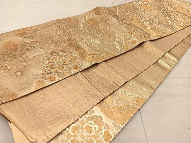 平和屋着物◎六通柄袋帯　鳳凰花文　金糸　正絹　逸品　BAAX1537mz