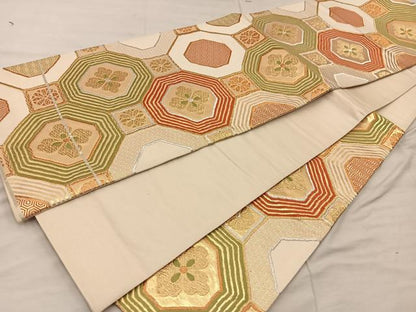 平和屋着物◎六通柄袋帯　蜀江花文　金銀糸　正絹　逸品　BAAX1538mz