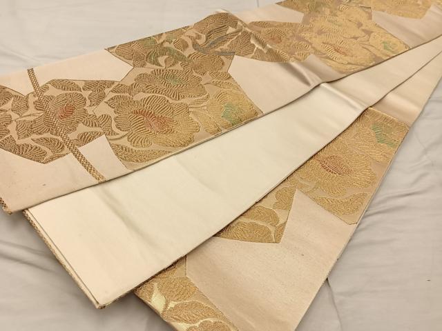 平和屋着物◎六通柄袋帯　鳳凰花文　金糸　正絹　逸品　BAAX1540mz