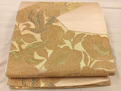 平和屋着物◎六通柄袋帯　鳳凰花文　金糸　正絹　逸品　BAAX1540mz