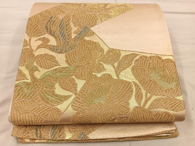 平和屋着物◎六通柄袋帯　鳳凰花文　金糸　正絹　逸品　BAAX1540mz