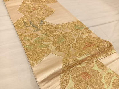 平和屋着物◎六通柄袋帯　鳳凰花文　金糸　正絹　逸品　BAAX1540mz