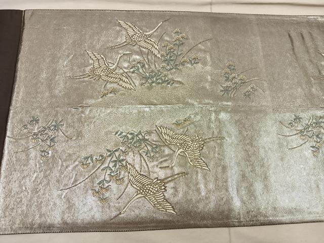 平和屋着物◎西陣　志都香謹製　六通柄袋帯　永楽歌集　銀糸　正絹　逸品　BAAX1547mz