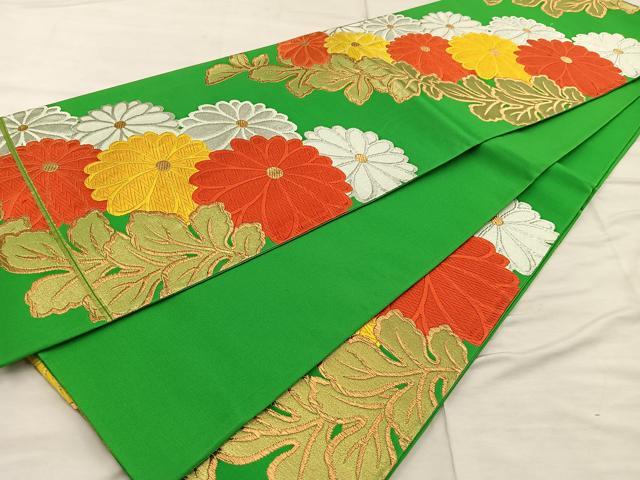 平和屋着物◎西陣　六通柄袋帯　唐織　菊　金銀糸　正絹　逸品　未使用　BAAX1558mz