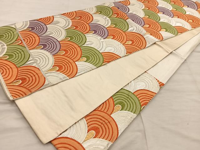 平和屋着物◎六通柄袋帯　唐織　青海波　金銀糸　正絹　逸品　BAAX1561mz