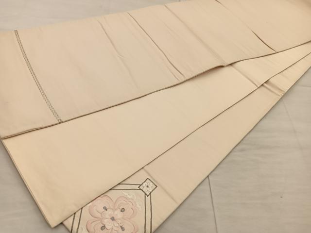 平和屋着物◎太鼓柄袋帯　総刺繍　駒刺繍　菱花文　銀糸　正絹　逸品　BAAX1562mz