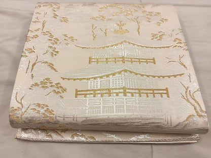平和屋着物◎六通柄袋帯　金閣寺　金銀糸　正絹　逸品　BAAX1563mz