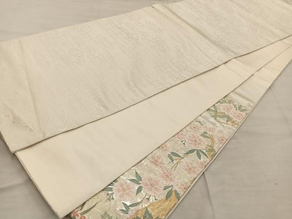 平和屋着物◎太鼓柄袋帯　唐織　鴛鴦花文　金糸　正絹　逸品　BAAX1568mz