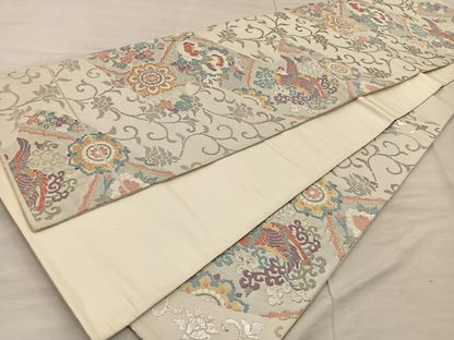 平和屋着物◎六通柄袋帯　花鳥文　金銀糸　正絹　逸品　BAAX1578mz