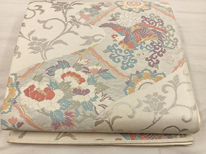 平和屋着物◎六通柄袋帯　花鳥文　金銀糸　正絹　逸品　BAAX1578mz