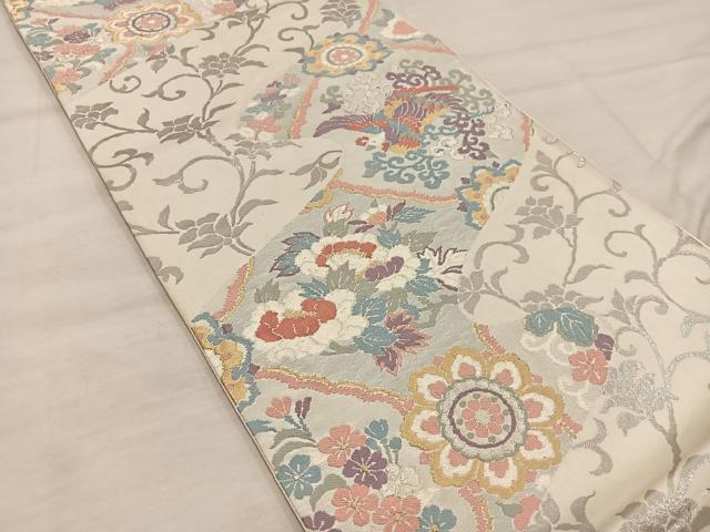 平和屋着物◎六通柄袋帯　花鳥文　金銀糸　正絹　逸品　BAAX1578mz