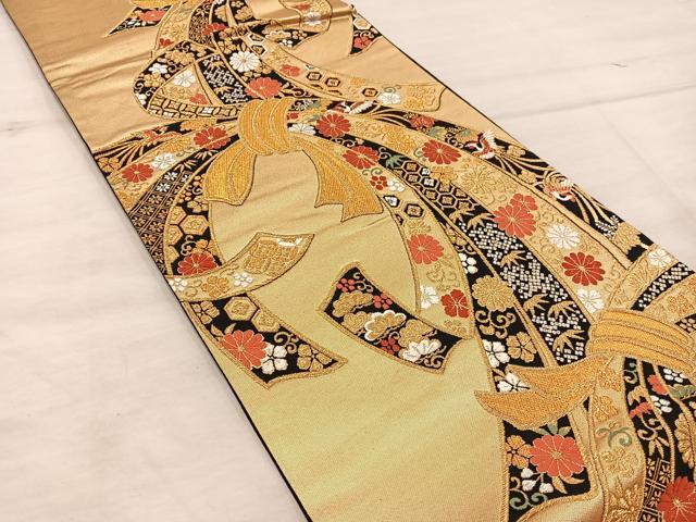 平和屋着物◎六通柄袋帯 束ね熨斗鳳凰花文 金銀糸 鈴乃屋扱い 正絹 逸品 BAAX1581mz