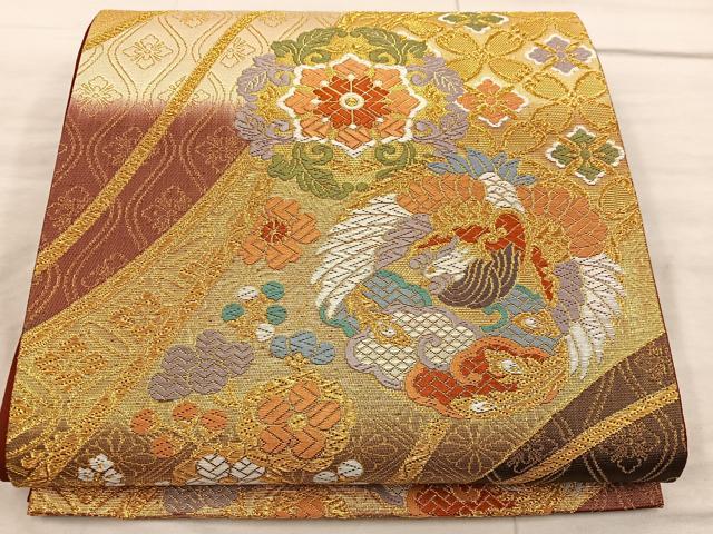 平和屋着物○六通柄袋帯 唐織 桐竹鳳凰 金糸 正絹 逸品 DABE5102ps