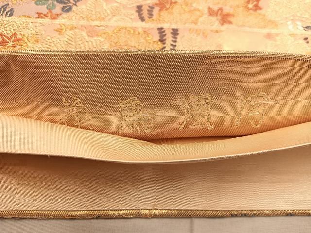 平和屋着物◎六通柄袋帯　唐織　花鳥風月　金糸　正絹　逸品　BAAX1590mz