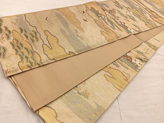 平和屋着物◎六通柄袋帯 唐織 花鳥文 金糸 正絹 逸品 BAAX1594mz