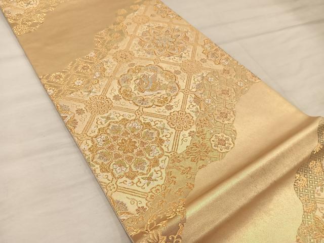 平和屋着物◎六通柄袋帯　銘匠錦　菱匠倉道長文　金糸　正絹　逸品　BAAX1598mz