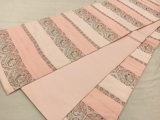 平和屋着物◎全通柄袋帯 鳳凰横段文 金糸 正絹 逸品 BAAX1599mz