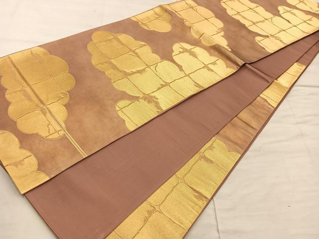 平和屋着物◎六通柄袋帯 高台寺錦 雲重ね文 金糸 正絹 逸品 BAAX1600mz