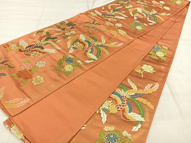 平和屋着物◎六通柄袋帯　唐織　花鳥文　金糸　正絹　逸品　BAAX1610qw