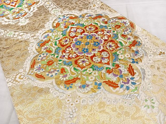 平和屋着物◎六通柄袋帯　唐織　正倉院花文　金銀糸　正絹　逸品　BAAX1627qw