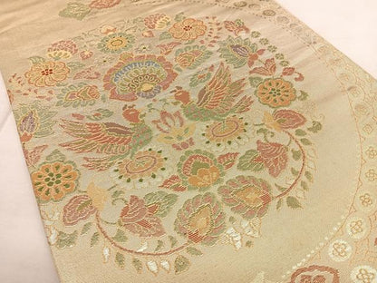 平和屋着物◎六通柄袋帯　花鳥文　金銀糸　正絹　逸品　BAAX1634qw
