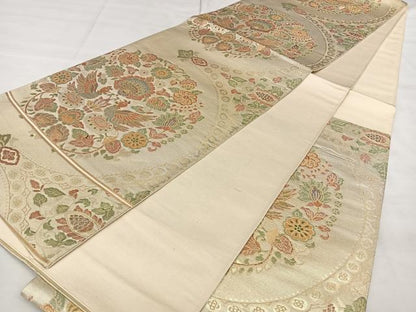 平和屋着物◎六通柄袋帯　花鳥文　金銀糸　正絹　逸品　BAAX1634qw