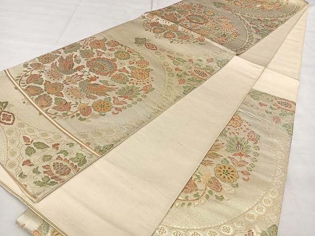 平和屋着物◎六通柄袋帯　花鳥文　金銀糸　正絹　逸品　BAAX1634qw