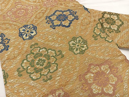 平和屋着物◎九寸名古屋帯　唐織　七宝花文　金銀糸　正絹　逸品　BAAX1643qw