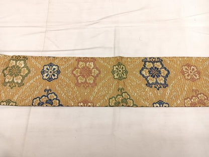 平和屋着物◎九寸名古屋帯　唐織　七宝花文　金銀糸　正絹　逸品　BAAX1643qw