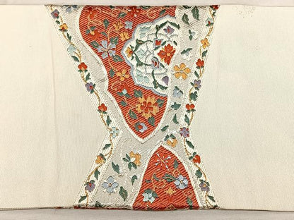 平和屋着物◎九寸名古屋帯　唐織　花唐草文　金銀糸　正絹　逸品　BAAX1646qw