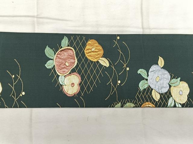 平和屋着物◎九寸名古屋帯 草花文 金銀糸 正絹 逸品 BAAX1651qw