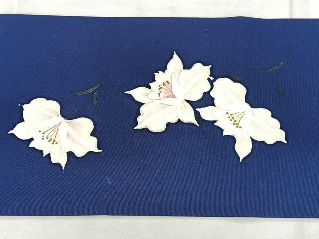 平和屋着物◎九寸名古屋帯 草花文 金彩 正絹 逸品 BAAX1657qw