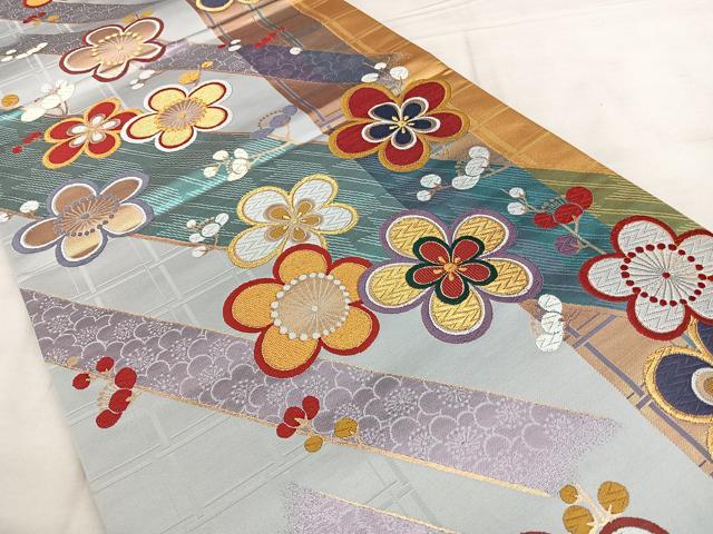 平和屋着物◎全通柄袋帯 唐織 優都里 舞花文 金糸 正絹 逸品 BAAX1669qw